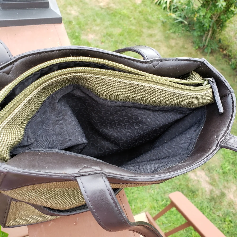 VINTAGE Bag LIZ CLAIBORNE Olive Green Roomy Vegan - Picture 11 of 13